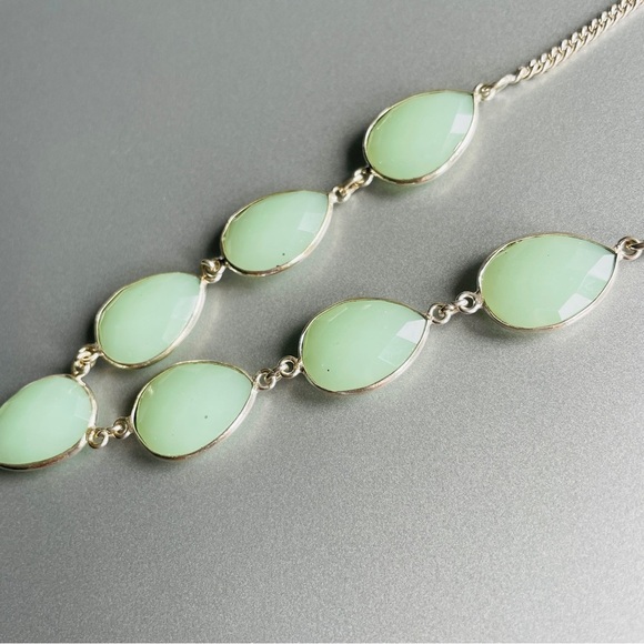 Natural Faceted Green Chalcedony Sterling Silver Necklace - Picture 5 of 7